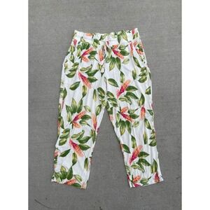 Adorne Women White Tropical Ginger Lily Floral Modal Blend Pajama Pants Small